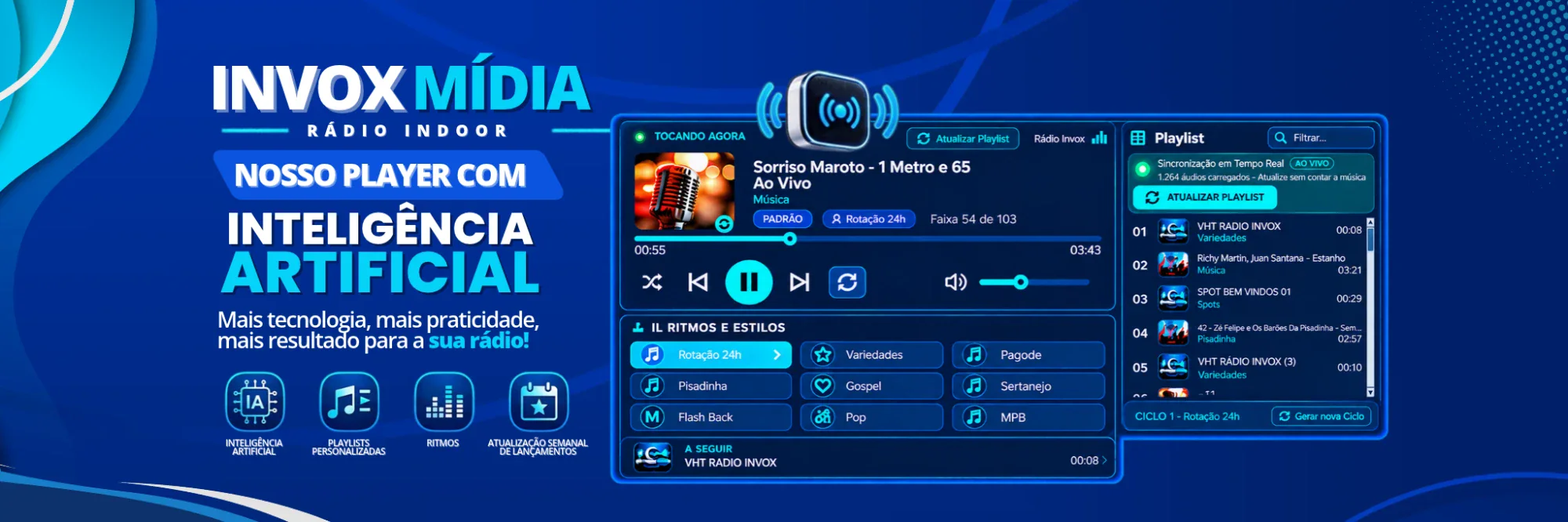 Player com inteligência artificial criado para a Invox Mídia